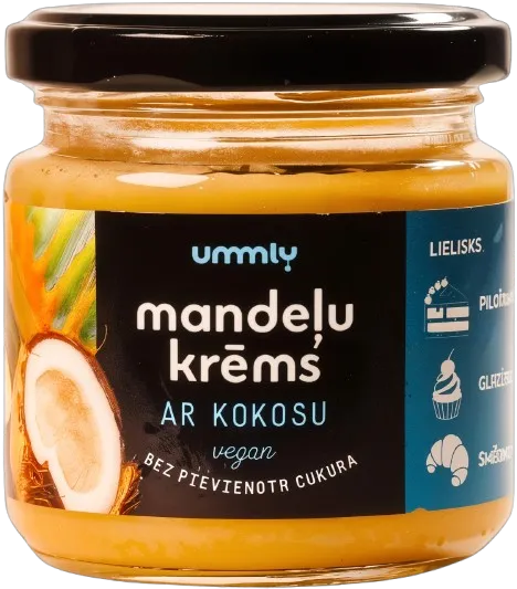 Mandel creme mit Kokosflocken vegan zuckerfrei laktosefrei glutenfreies Produkt
